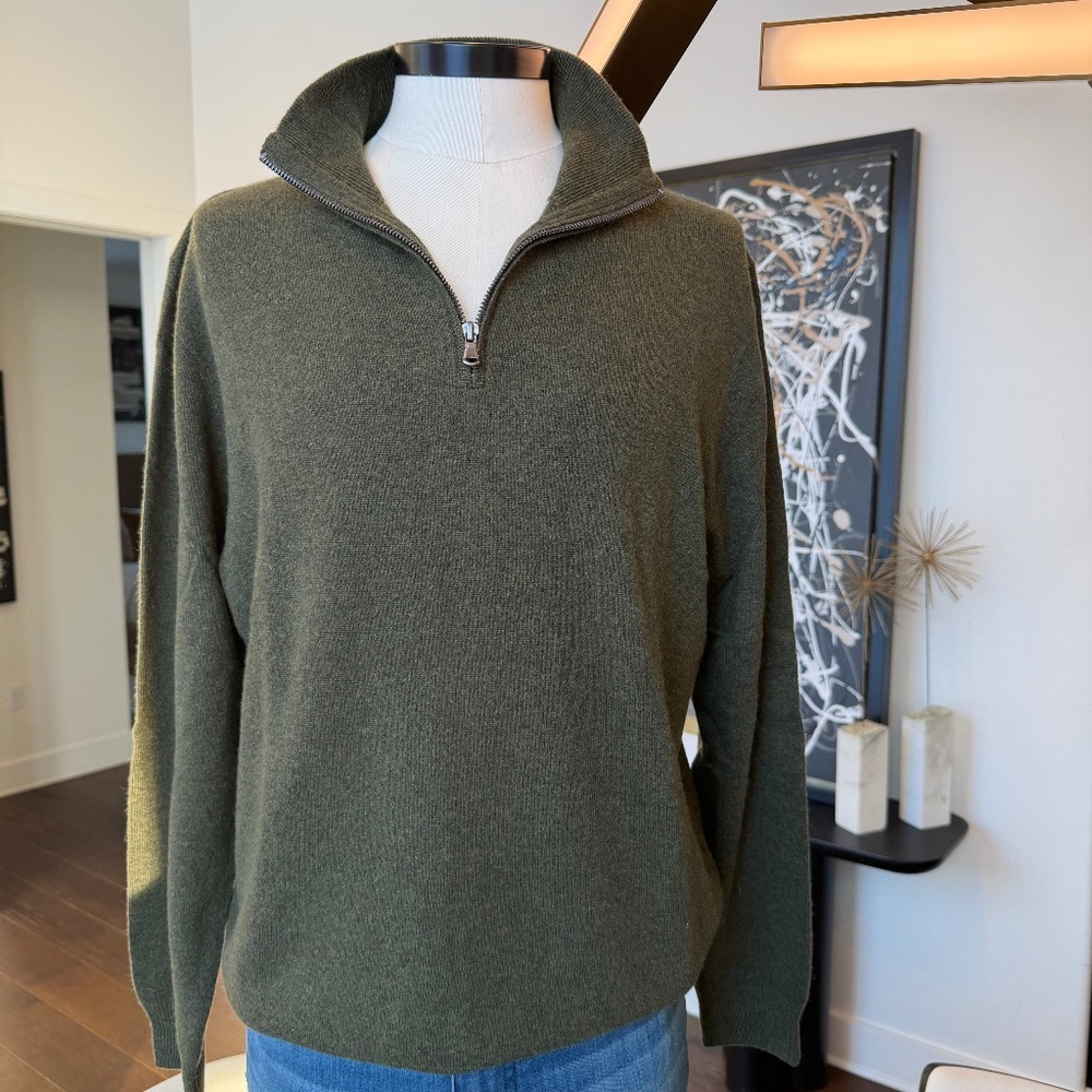 Men's J Crew 100% Cashmere 1/4 Zip Sweater